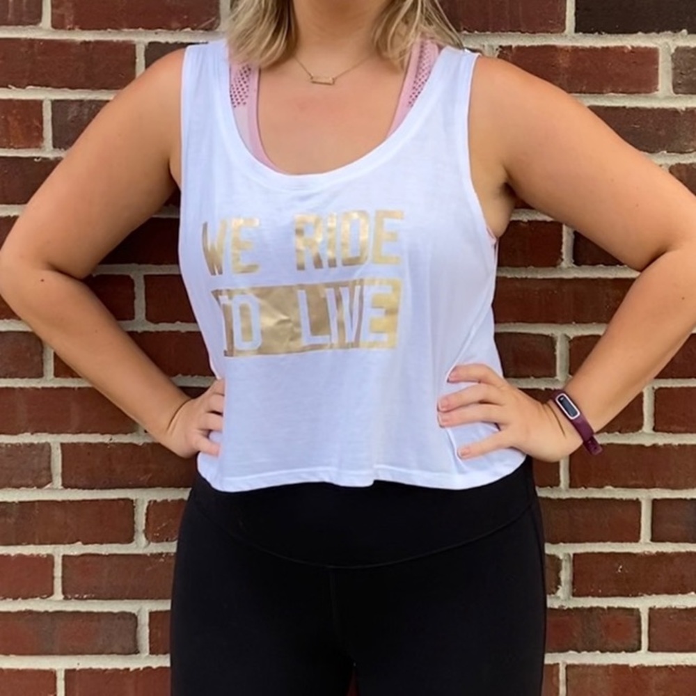 CYCLEBAR We Ride To Live Crop Tanktop, size Large
